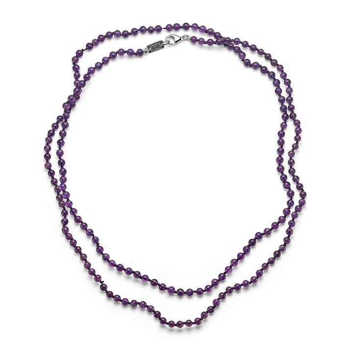 Long Beaded Necklace in Amethyst