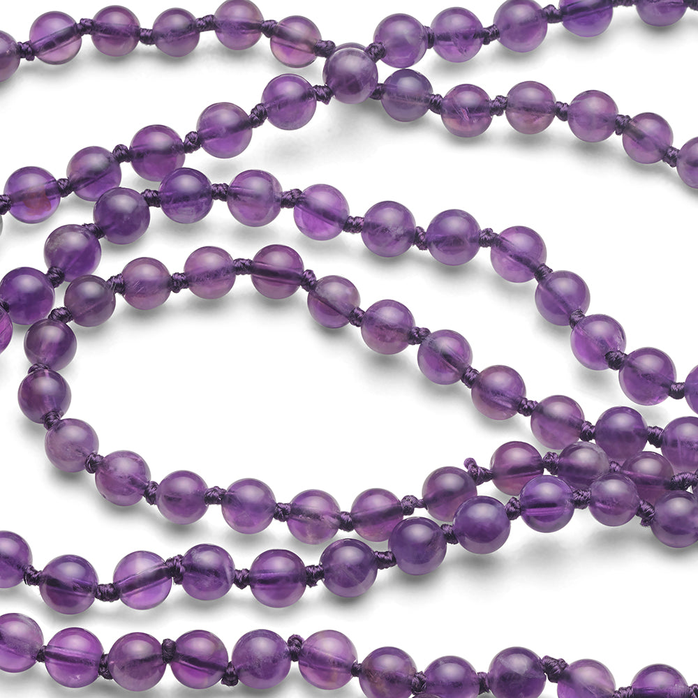 Long Beaded Necklace in Amethyst