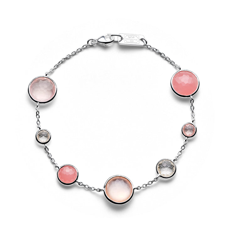 Blush Rose Quartz & Crystal 7-Stone Link Bracelet in Sterling Silver - Front View | IPPOLITA
