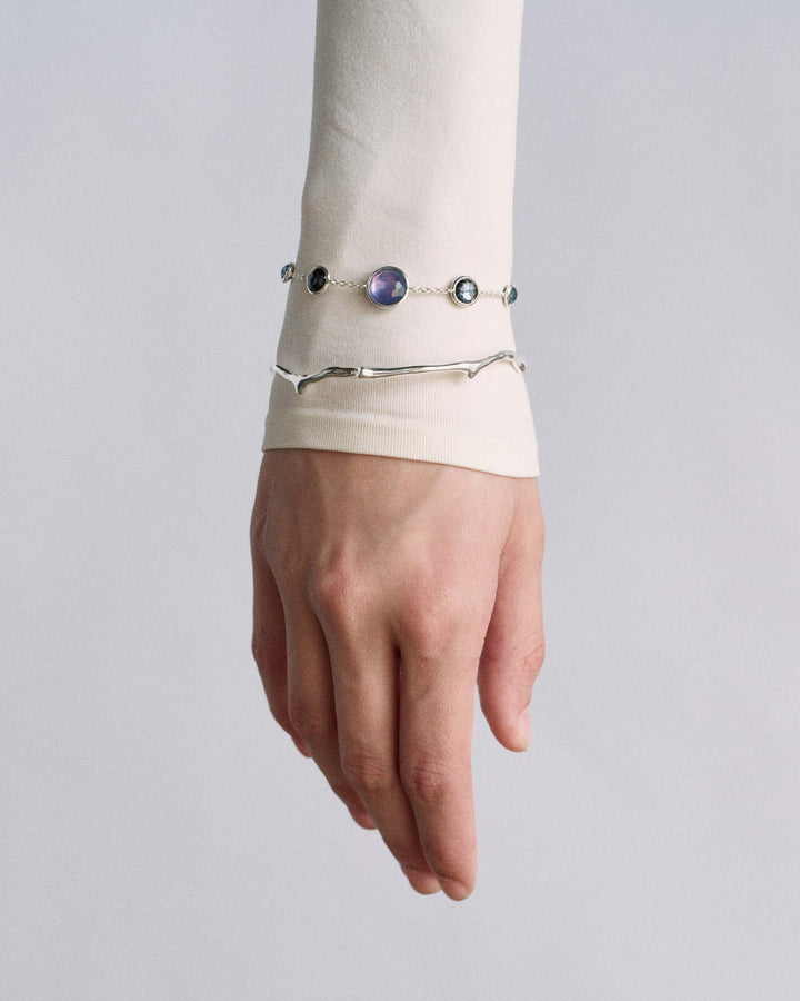 925 Silver Lollipop 7-Stone Link Bracelet stacked on wrist - On Model | IPPOLITA
