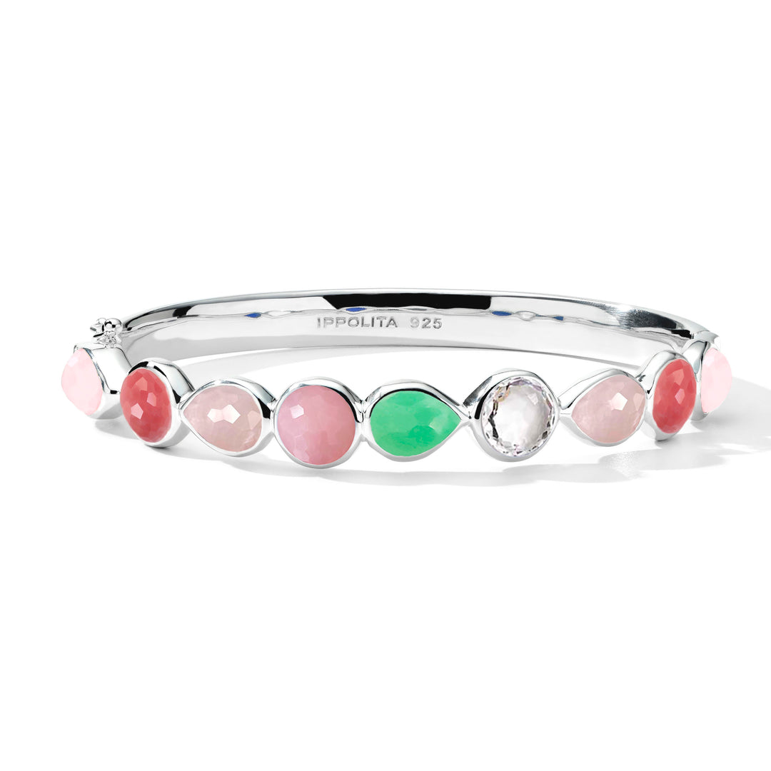 Stone Row Hinged Bangle