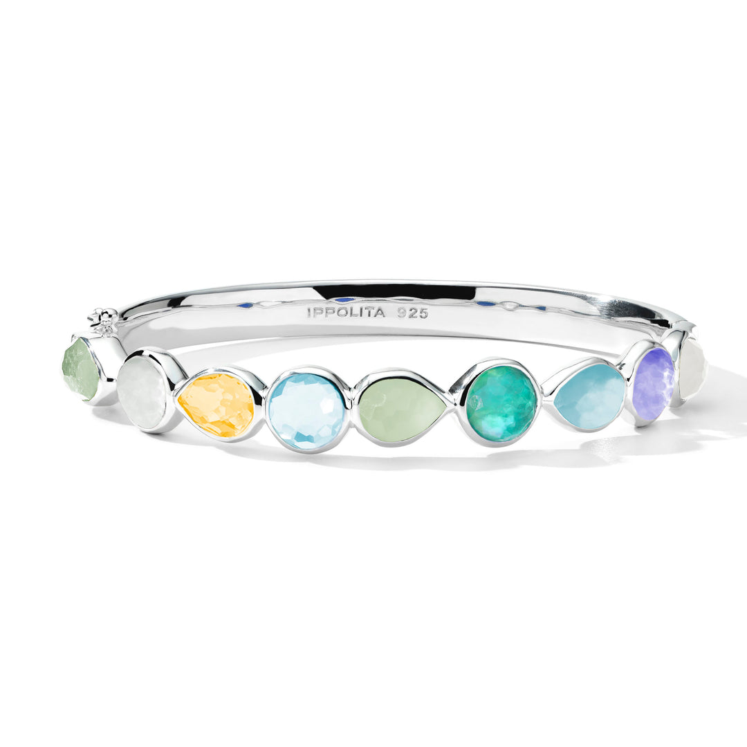 Stone Row Hinged Bangle