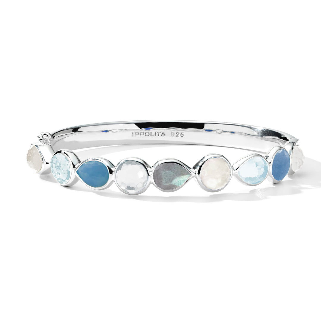 Stone Row Hinged Bangle