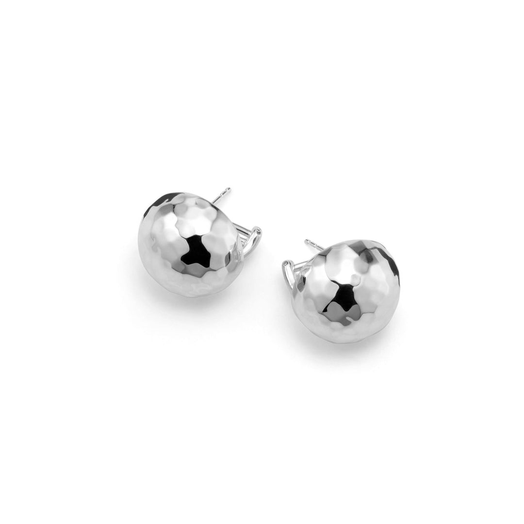 Silver 925 Pinball Stud Earrings - Hand-Hammered Detail View | IPPOLITA