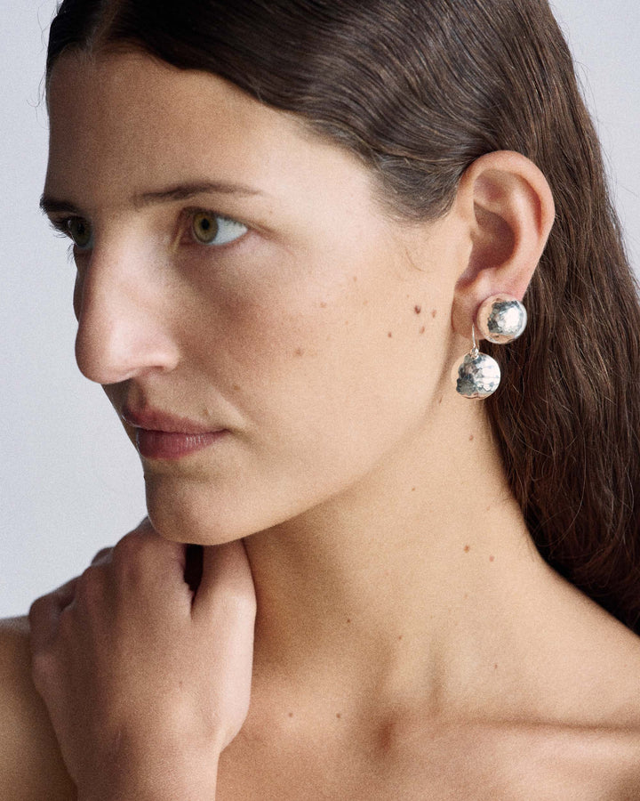 Silver 925 Pinball Stud Earrings - On Model Side Profile | IPPOLITA
