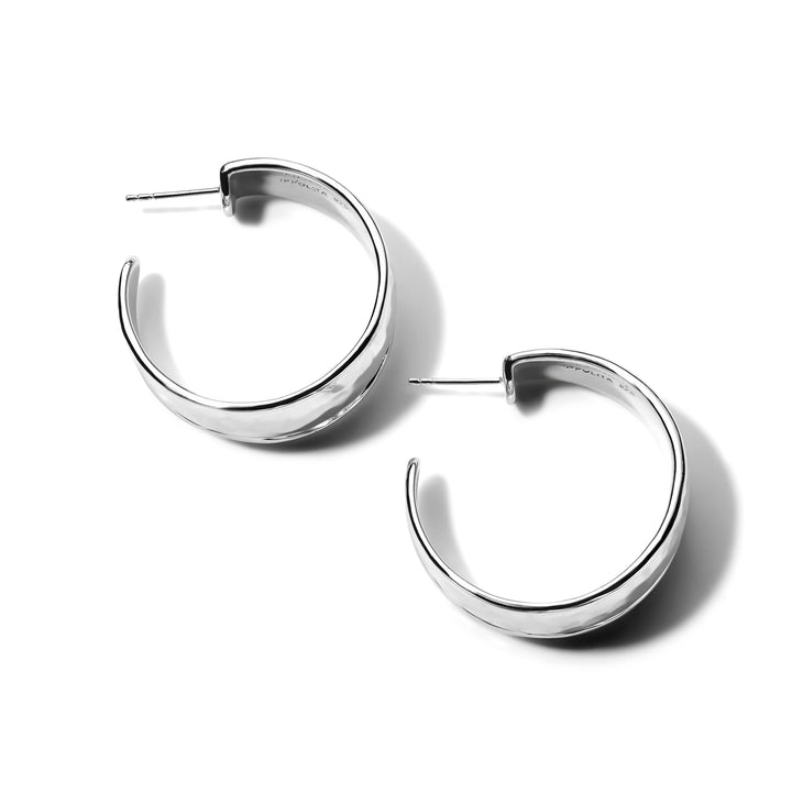 Sterling Silver Small Goddess Hoop Earrings - Angled View | IPPOLITA