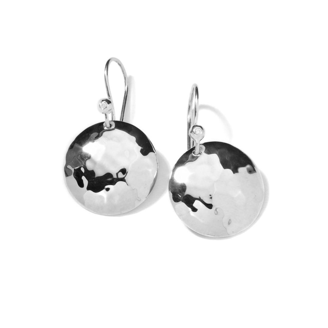 Sterling Silver Hammered Drop Disc Earrings - Product View | IPPOLITA
