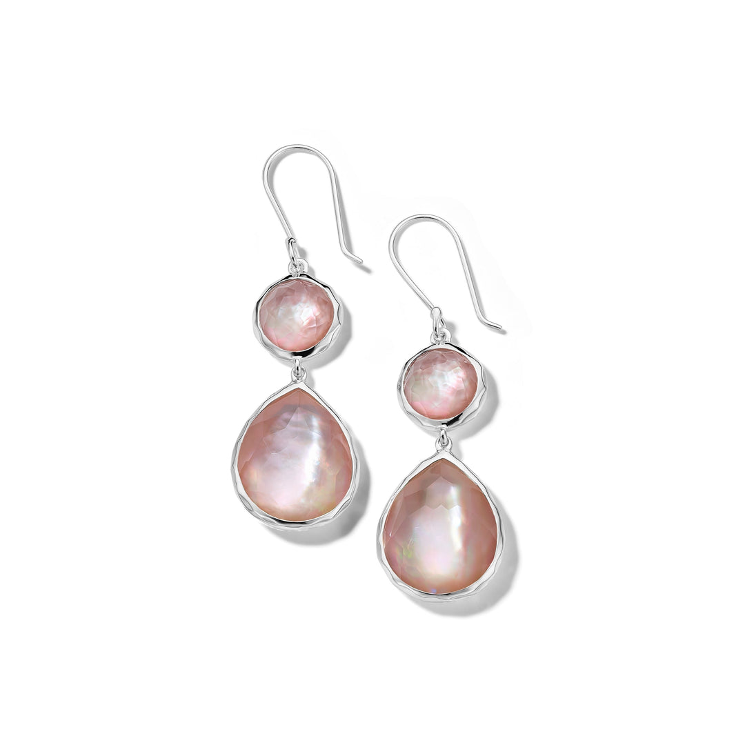 Pink Mother-of-Pearl Sterling Silver Teardrop Snowman Earrings - Front View | IPPOLITA