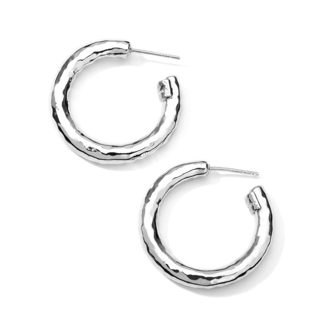 Sterling Silver Small Hammered Hoop Earrings - Flat Lay | IPPOLITA