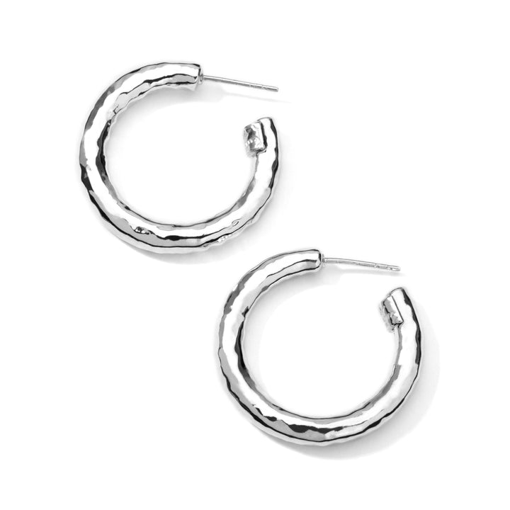 Sterling Silver Small Hammered Hoop Earrings - Flat Lay | IPPOLITA