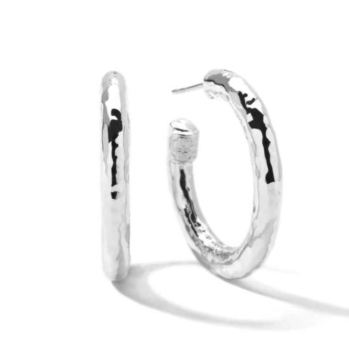 Sterling Silver Small Hammered Hoop Earrings - Product View | IPPOLITA