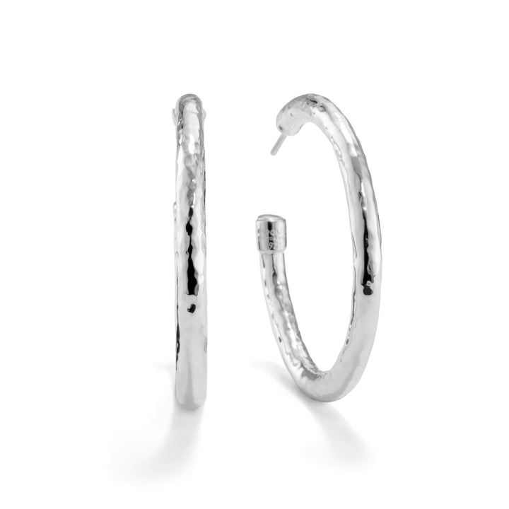 Sterling Silver Medium Hammered Hoop Earrings - Product View | IPPOLITA