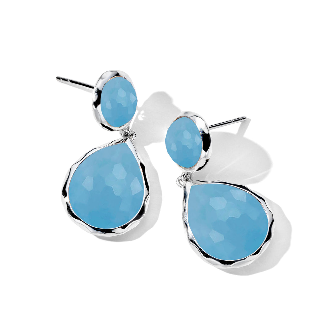 2-Stone Dangle Post Earrings
