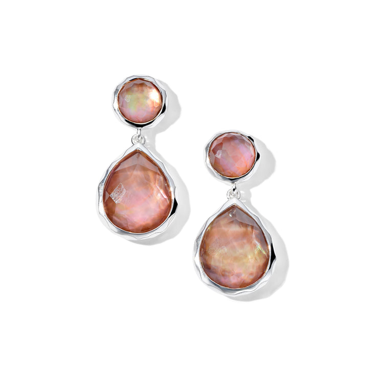 Brown Shell Sterling Silver 2-Stone Snowman Post Earrings - Front View | IPPOLITA