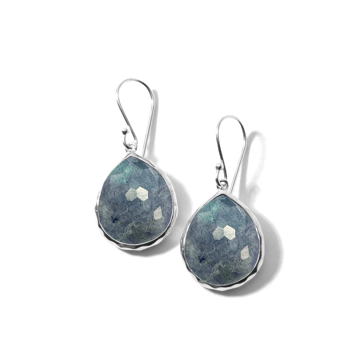 Rock Crystal Labradorite Doublet Sterling Silver Teardrop Earrings - Front View | IPPOLITA