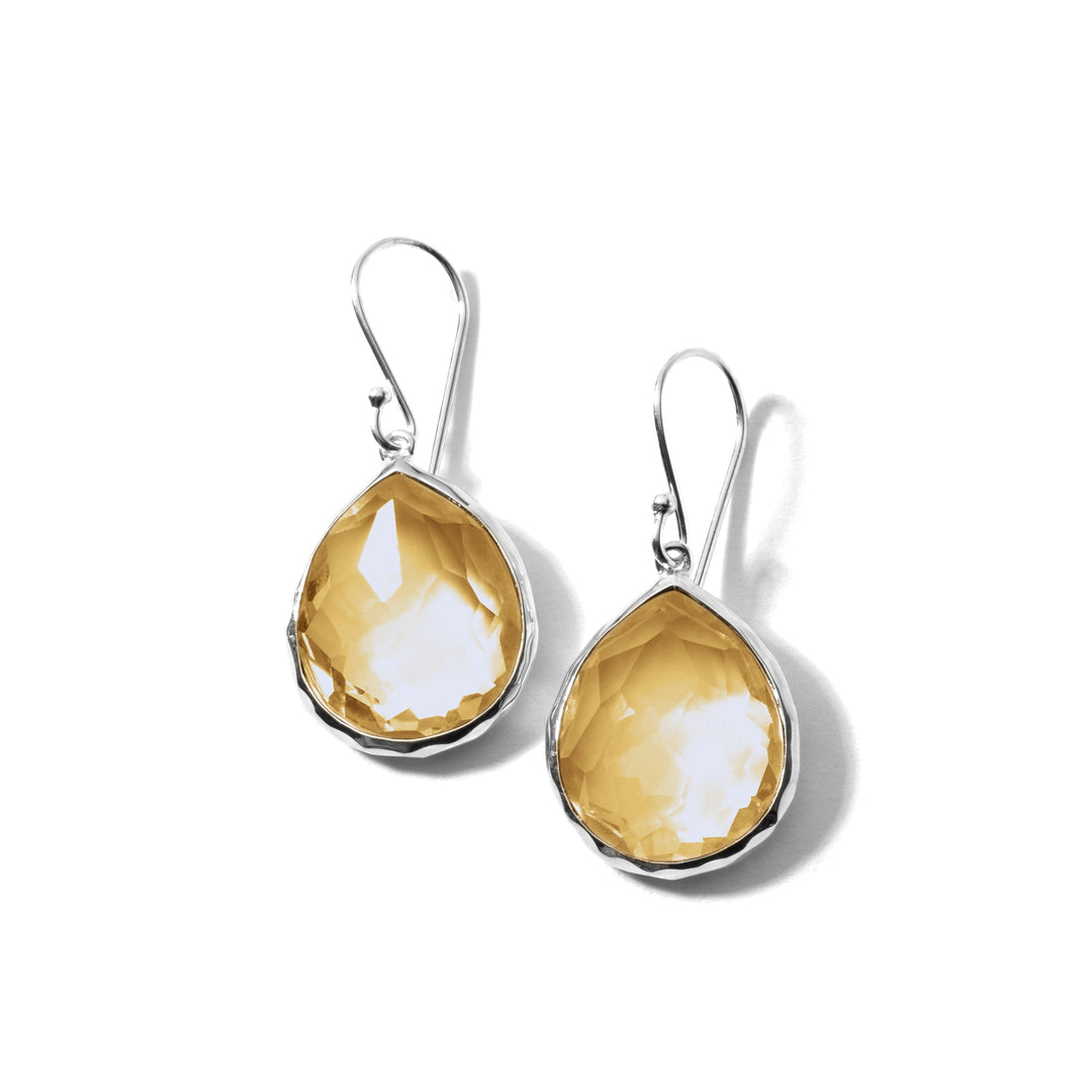 Honey Citrine 925 Silver Rock Candy Teardrop Earrings - Front View | IPPOLITA