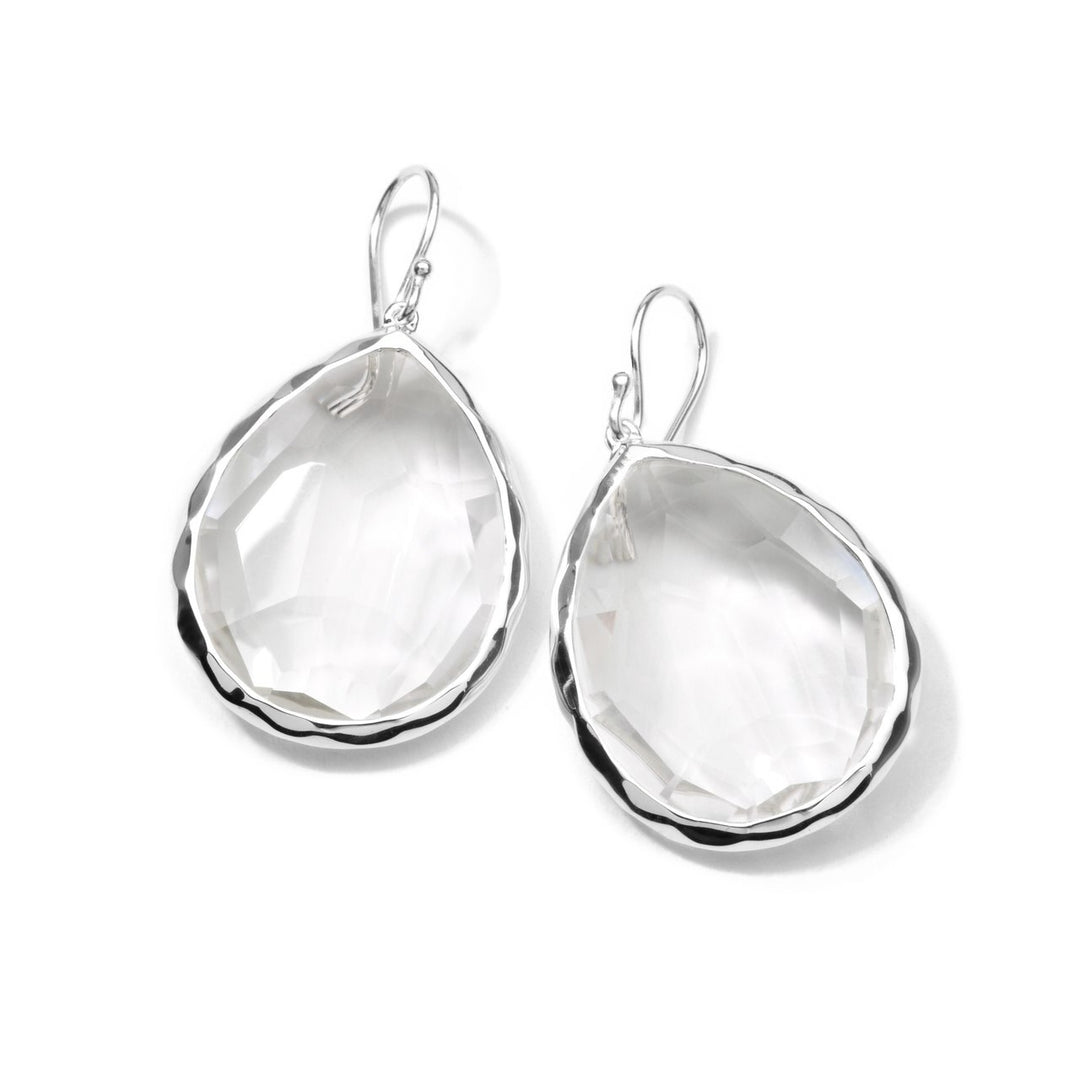 Rock Crystal Sterling Silver Large Teardrop Earrings - Product View | IPPOLITA