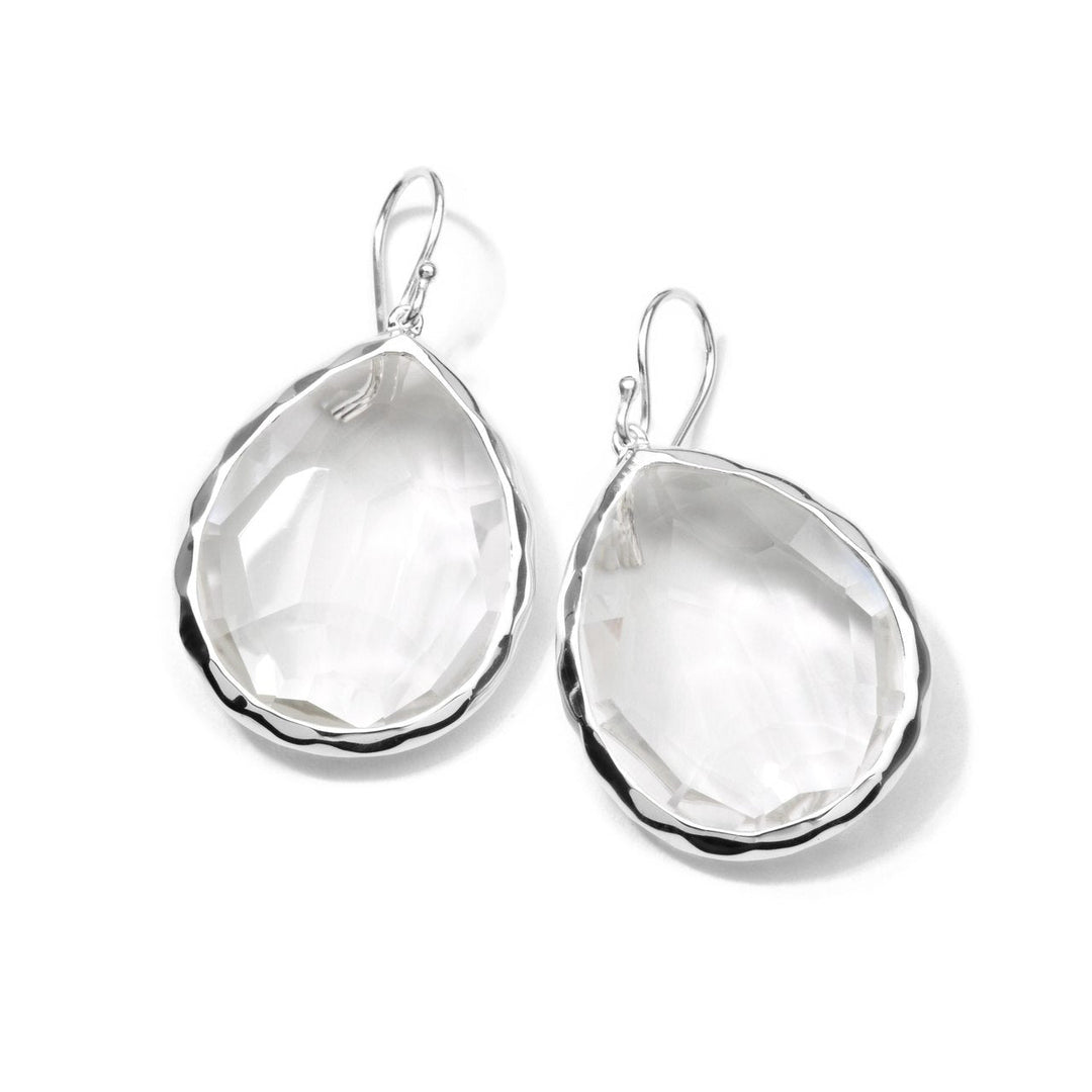 Rock Crystal Sterling Silver Large Teardrop Earrings - Product View | IPPOLITA