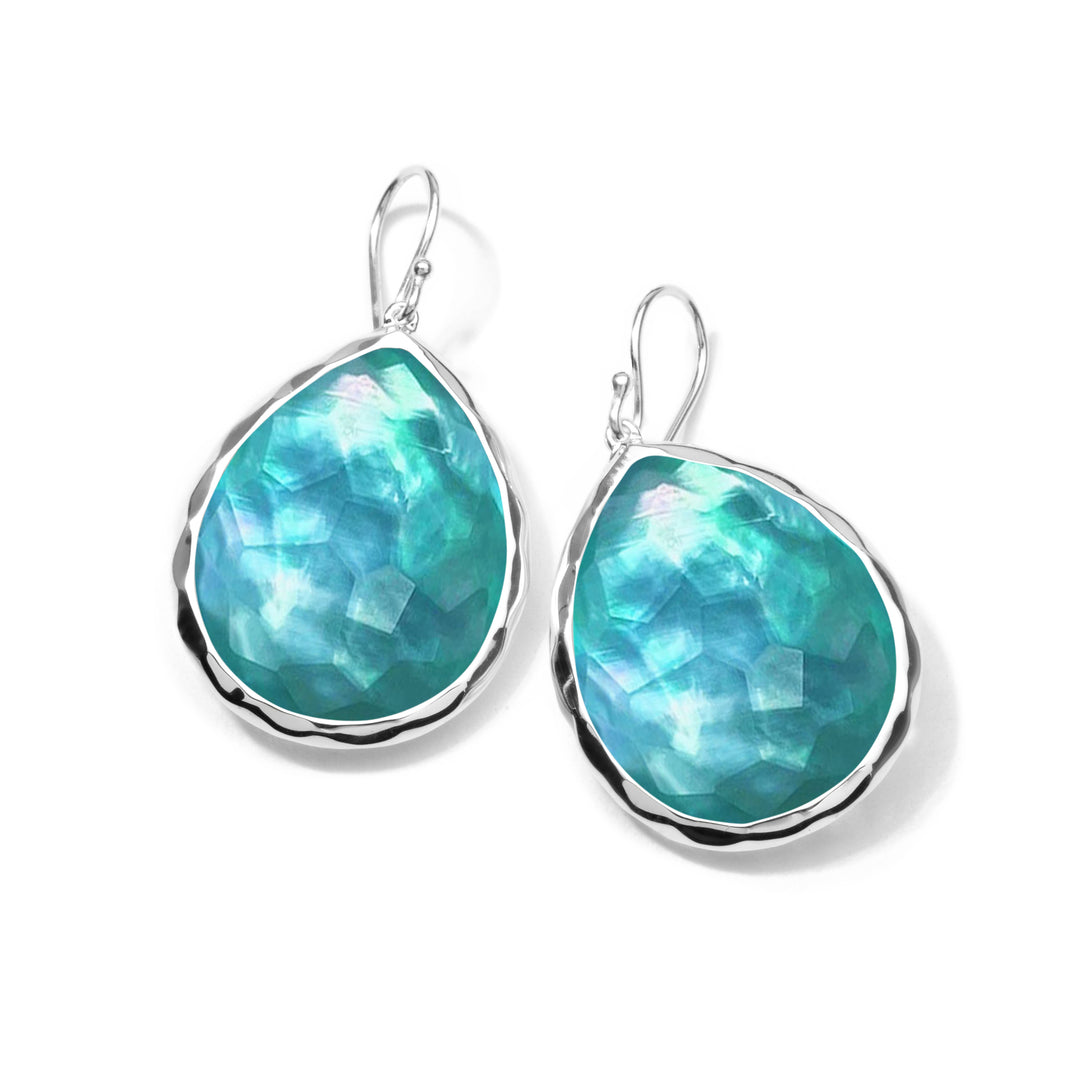 Green Agate Triplet Large Teardrop Earrings in Sterling Silver - Front View | IPPOLITA