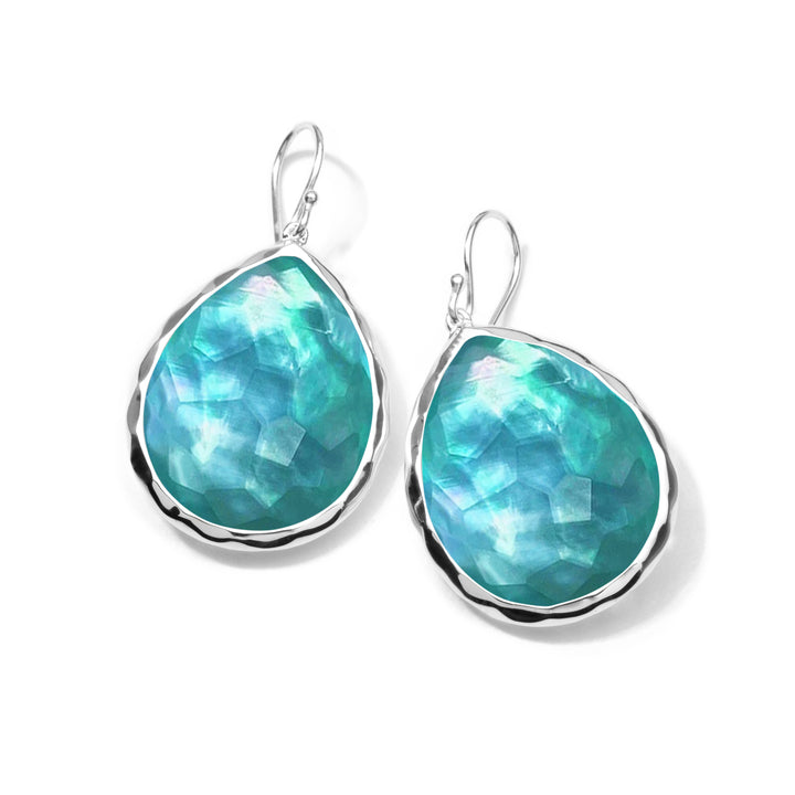 Green Agate Triplet Large Teardrop Earrings in Sterling Silver - Front View | IPPOLITA
