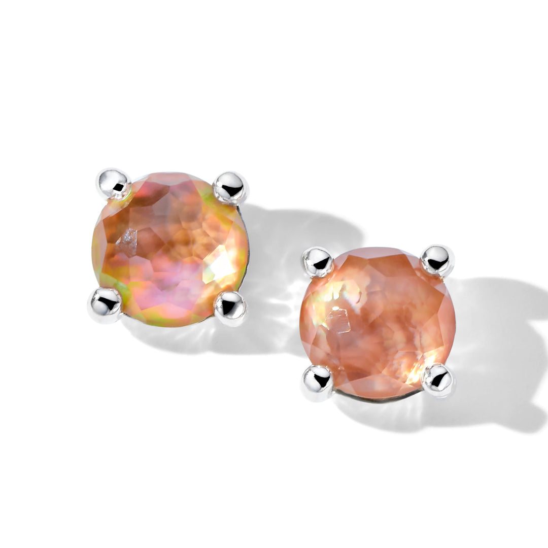 Brown Shell 925 Silver Rock Candy Mini Stud Earrings - Front View | IPPOLITA
