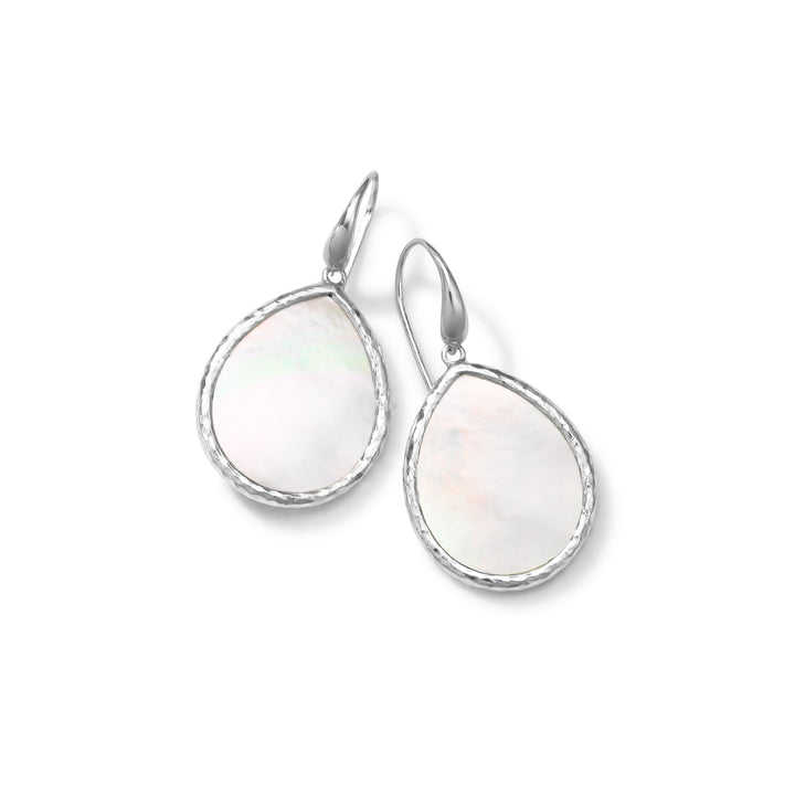 Mother-of-Pearl Handcrafted Silver Teardrop Earrings - Flat Lay | IPPOLITA