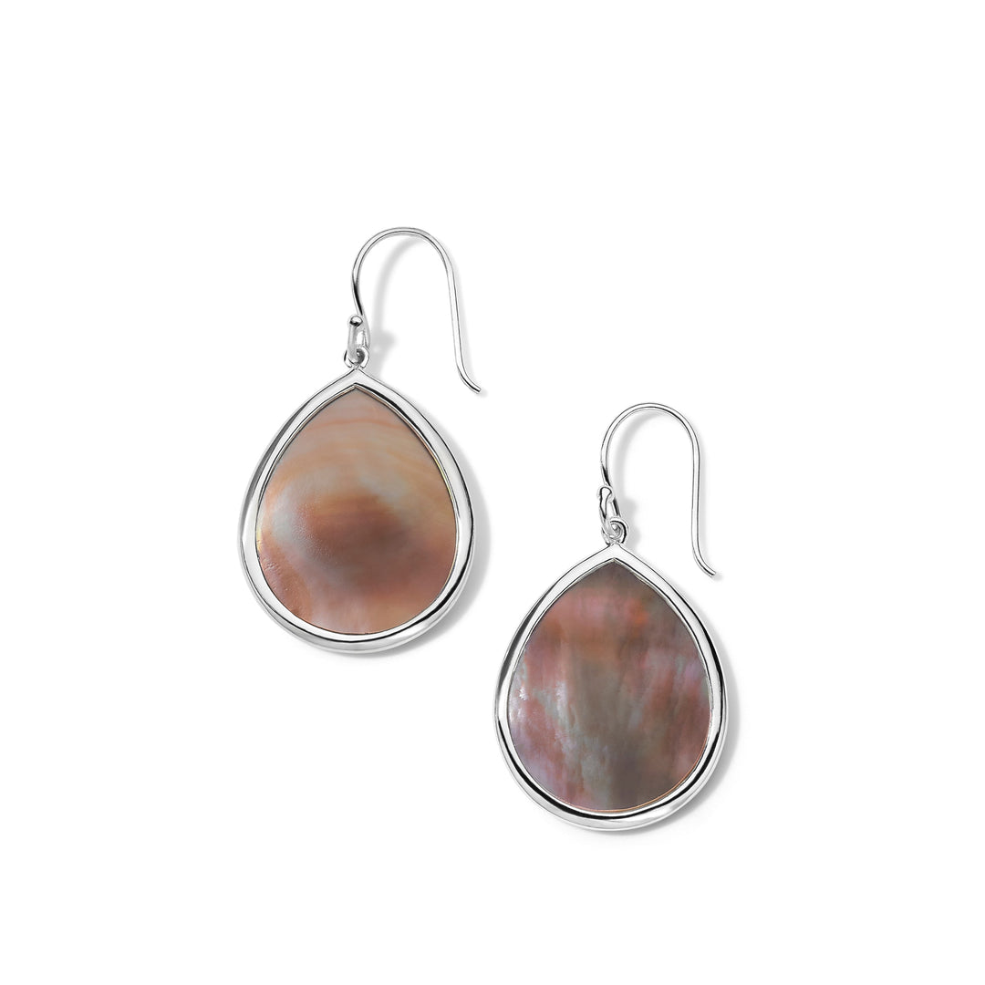 Brown Shell Silver Teardrop Earrings - Product View | IPPOLITA