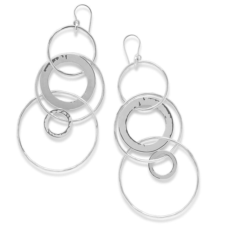 925 Silver Hammered Jet Set Interlocked Circle Earrings - Product View | IPPOLITA