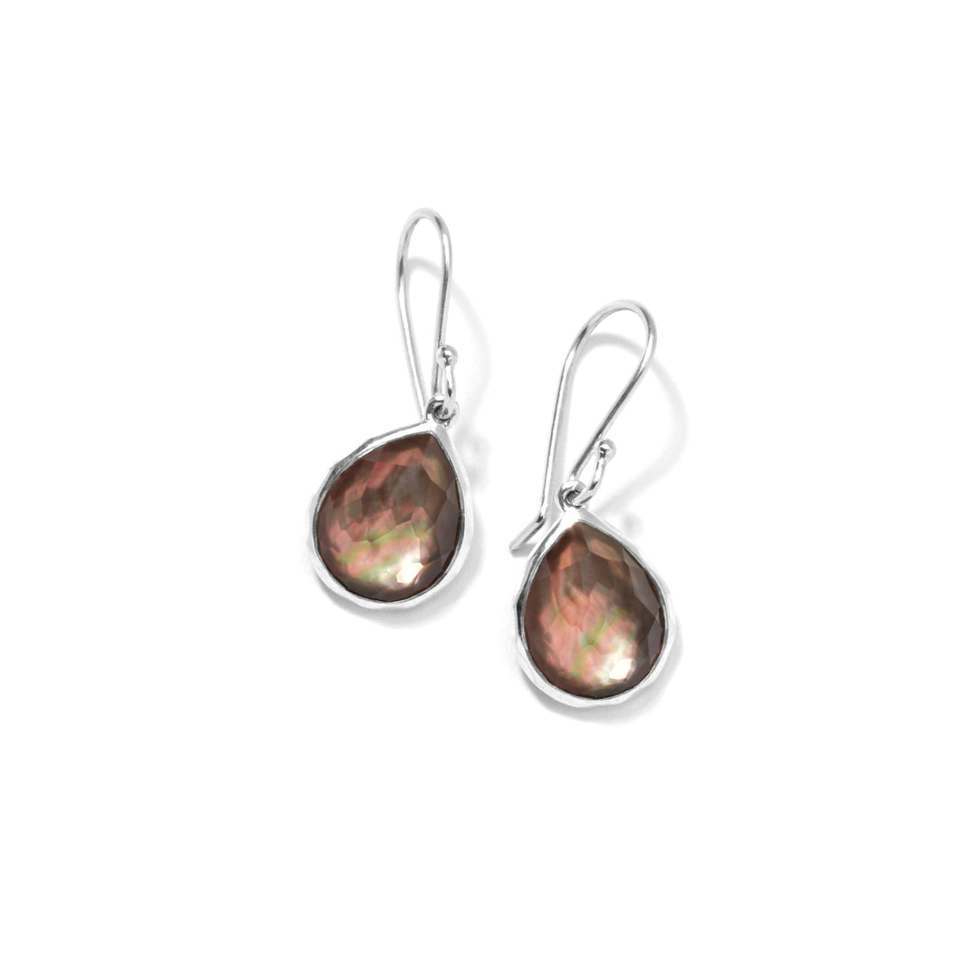 Black Shell Sterling Silver Mini Teardrop Earrings - Front View | IPPOLITA