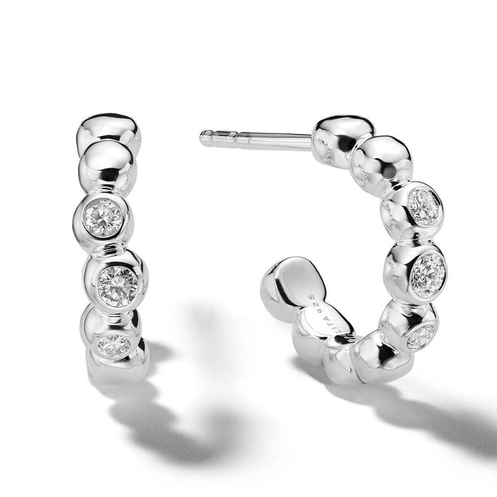 Bezel-Set Mini Huggie Hoop Earrings (0.17ctw)