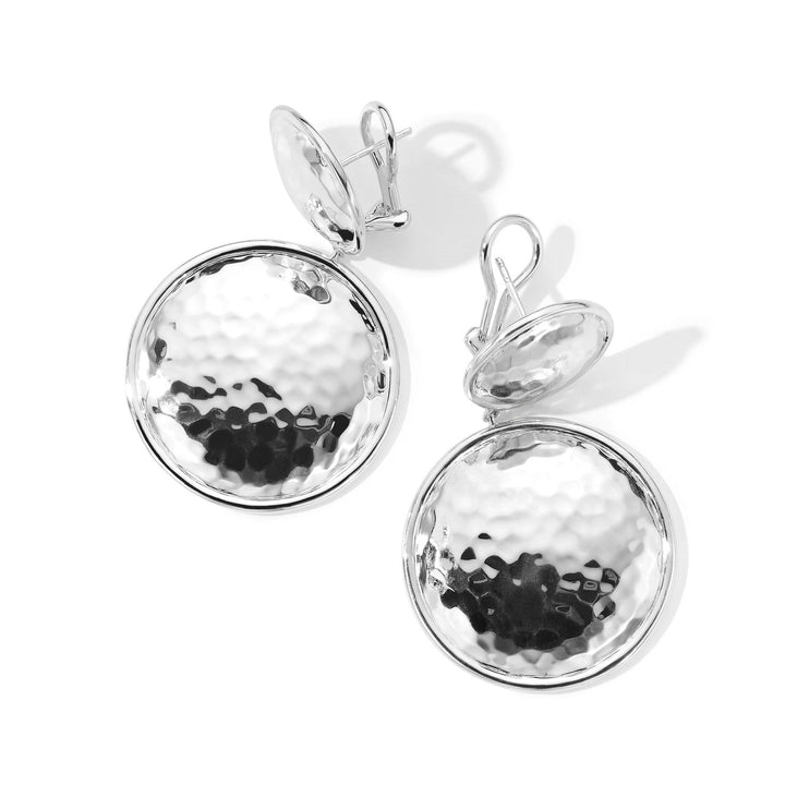 Large Hammered Snowman Clip Earrings
