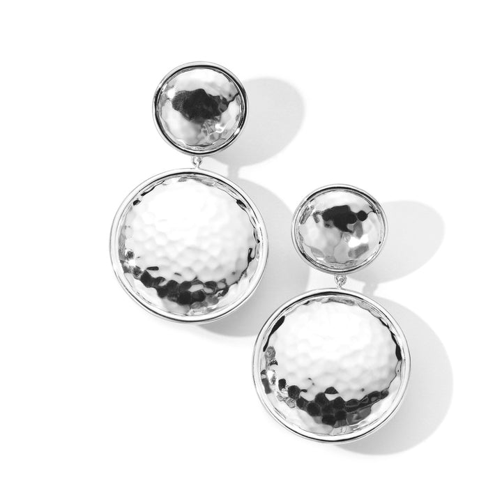 Large Hammered Snowman Clip Earrings