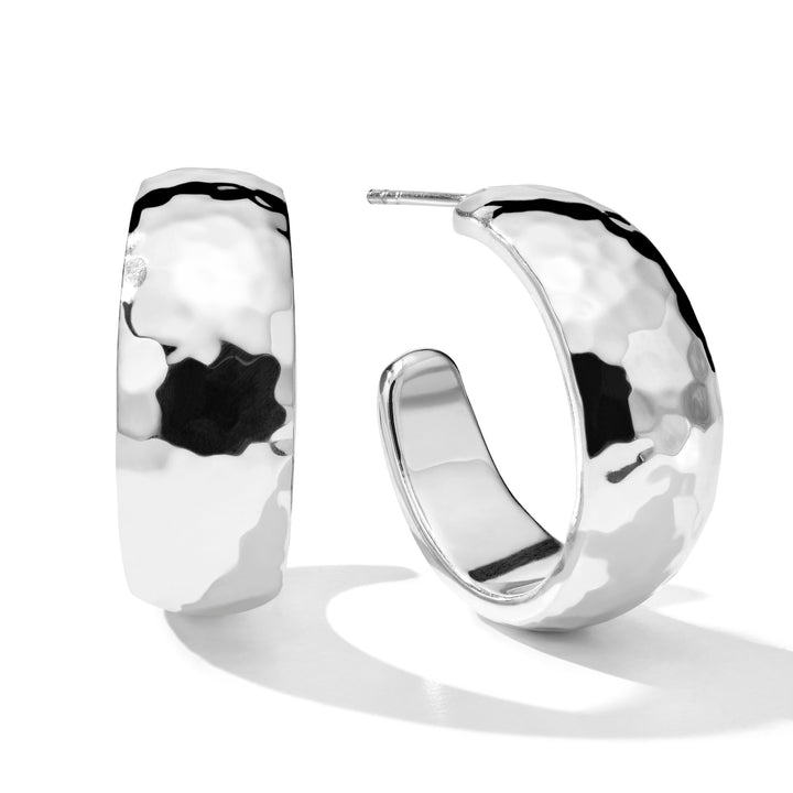 Small Hammered Hoop Earrings with Tapered Ends