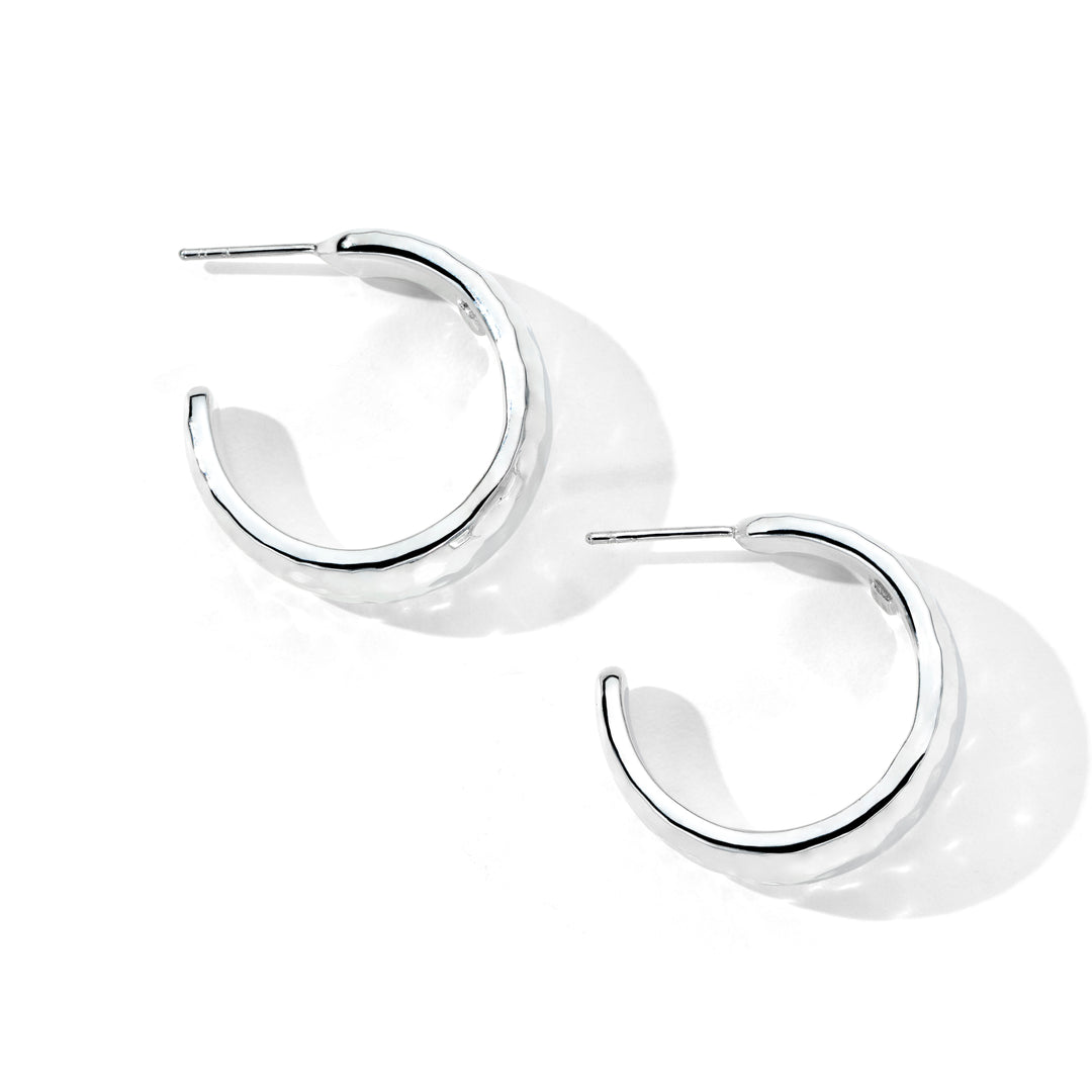 Small Hammered Hoop Earrings with Tapered Ends