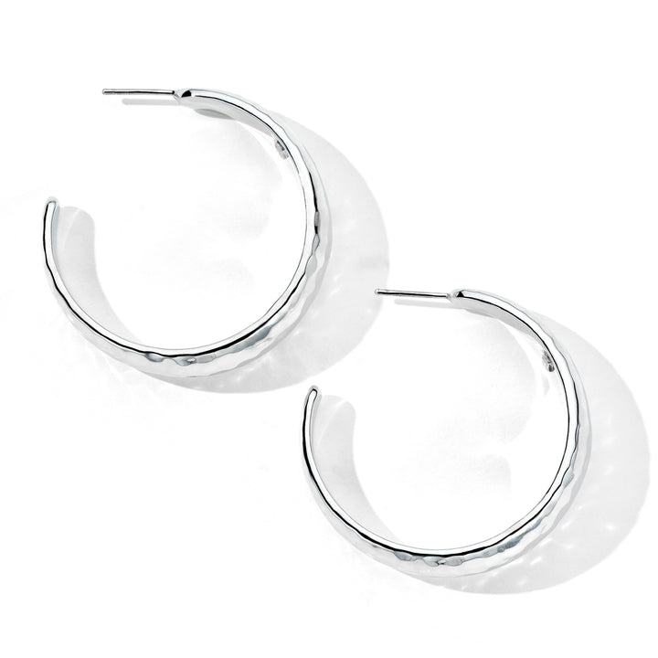 Medium Hammered Hoop Earrings with Tapered Ends