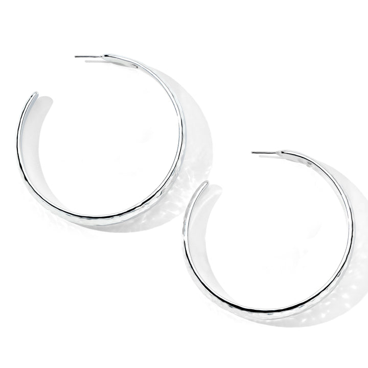 Extra Large Hammered Hoop Earrings with Tapered Ends