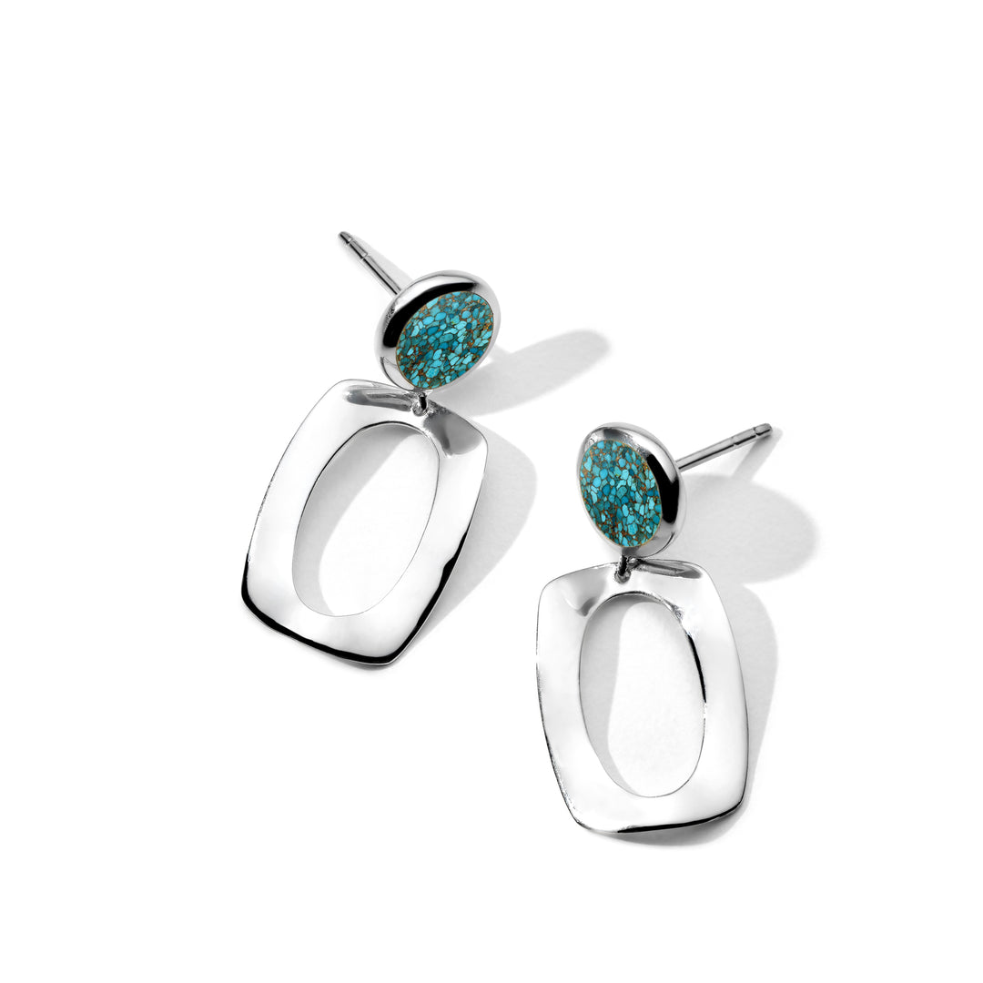 Small Dot and Frame Post Earrings