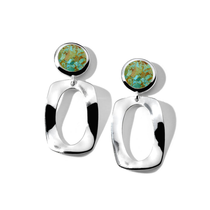 Small Dot and Frame Post Earrings