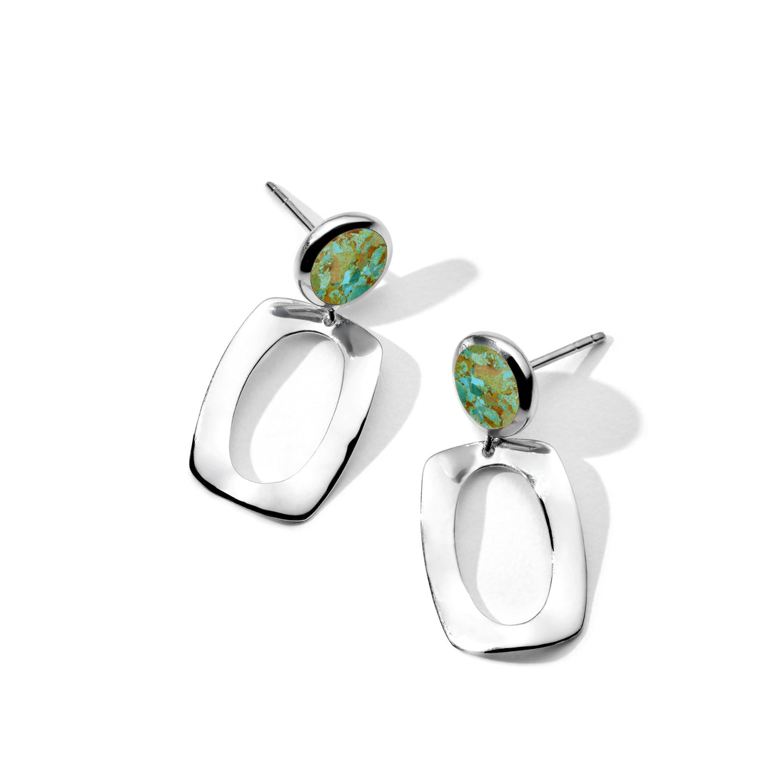 Small Dot and Frame Post Earrings