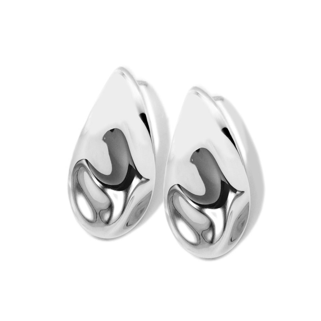 Sculpted Pinch Teardrop Hoop Earrings