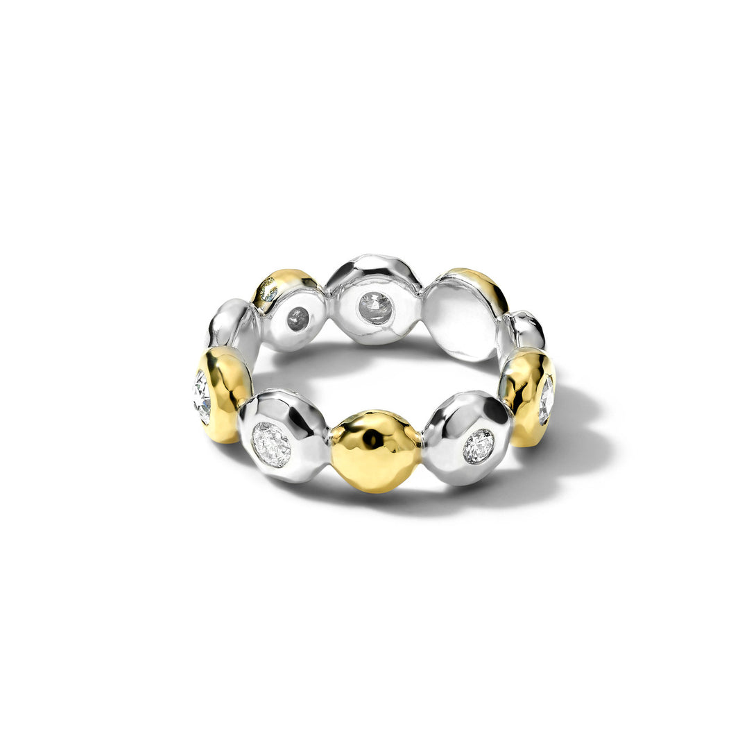 Gold Silver Diamond Paparazzi Band Ring - Front View | IPPOLITA