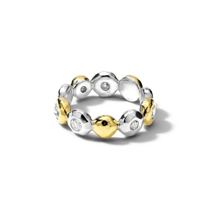 Handcrafted Gold Silver Diamond Band Ring - Front View | IPPOLITA
