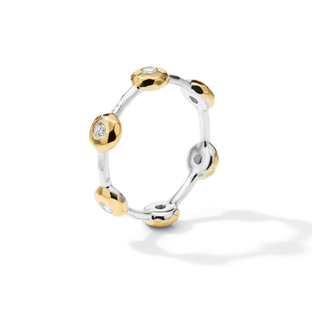 18K Gold Sterling Silver Paparazzi Band Ring with Diamonds - Side Profile | IPPOLITA