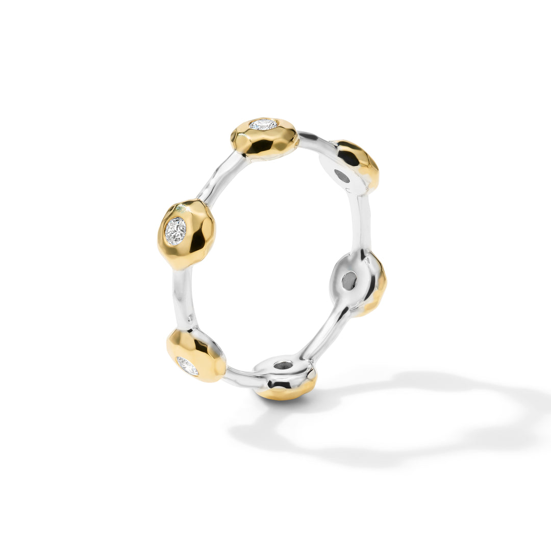18K Gold Sterling Silver Paparazzi Band Ring with Diamonds - Side Angle | IPPOLITA
