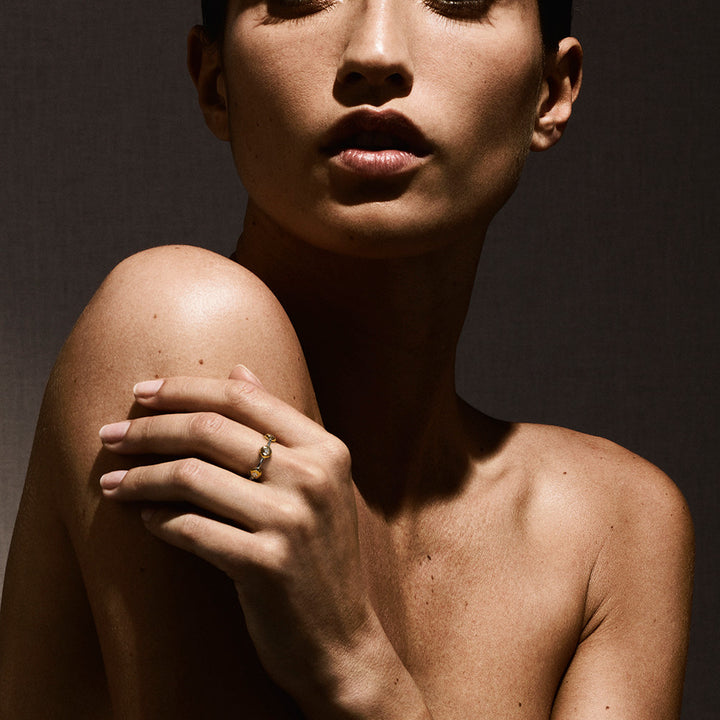 Mixed Metal Diamond Ring Paparazzi Band - On Model Lifestyle | IPPOLITA