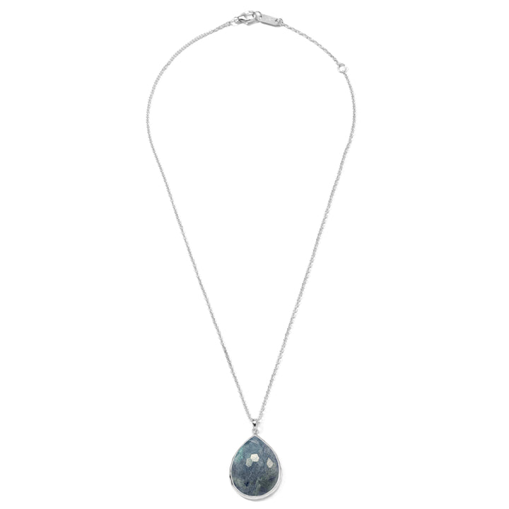 Rock Candy Large Teardrop Pendant Necklace, Labradorite Doublet in 925 Silver - Full Length View | IPPOLITA