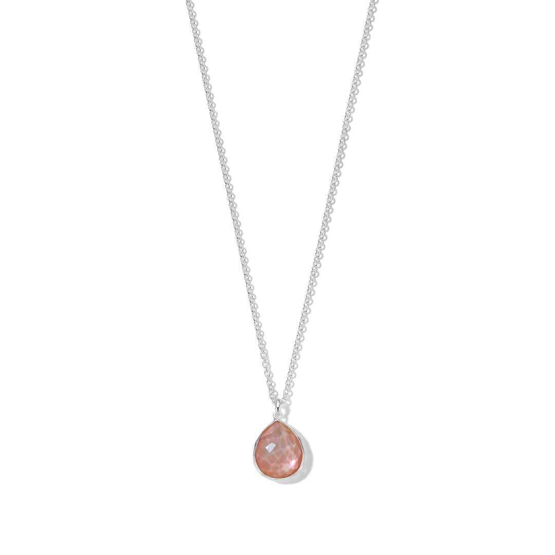 Brown Shell 925 Silver Mini Teardrop Pendant Necklace - Front View | IPPOLITA