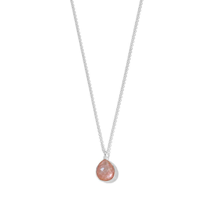 Brown Shell 925 Silver Mini Teardrop Pendant Necklace - Front View | IPPOLITA