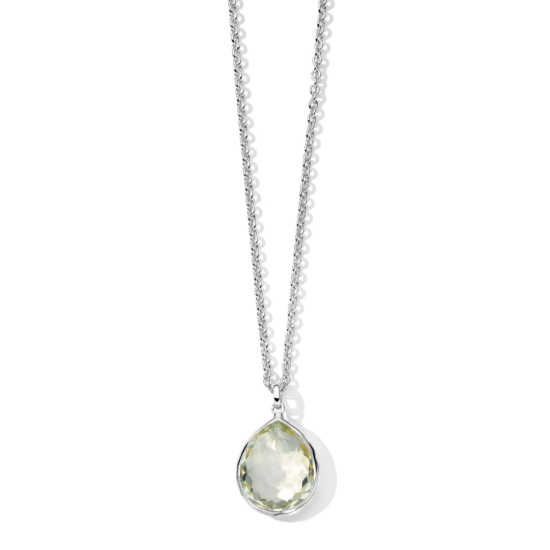 Green Amethyst Sterling Silver Teardrop Pendant Necklace - Front View | IPPOLITA