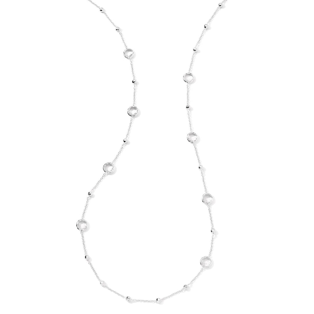 Rock Crystal 925 Silver Ball & Stone Station Necklace - Full Length View | IPPOLITA